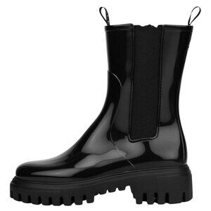 Black Patent Leather Chelsea Boots With Chunky Sole UK 4 EUR 37 USA 6